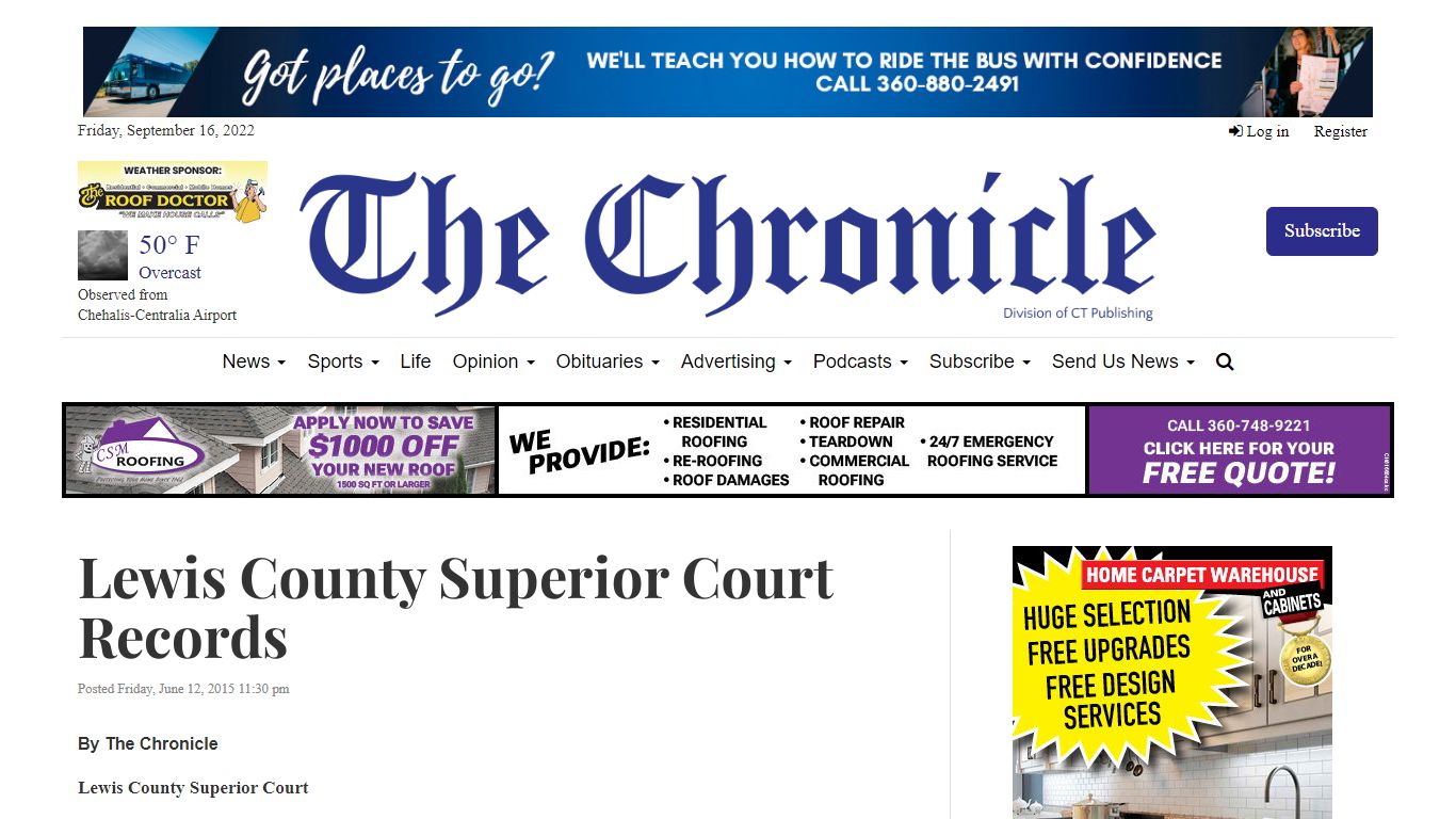 Lewis County Superior Court Records | The Daily Chronicle